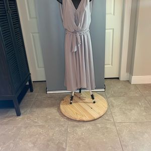 Grey Chiffon Dress with Popover Front